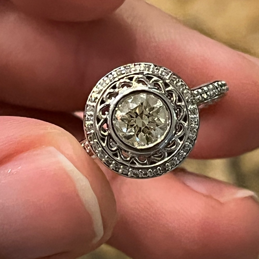 SOLD European cut diamond ring 14kt